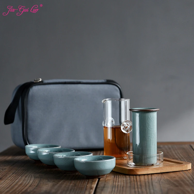 

Jia-gui luo Chinese ceramic tea set cup pot lid bowl wash style fresh and elegant