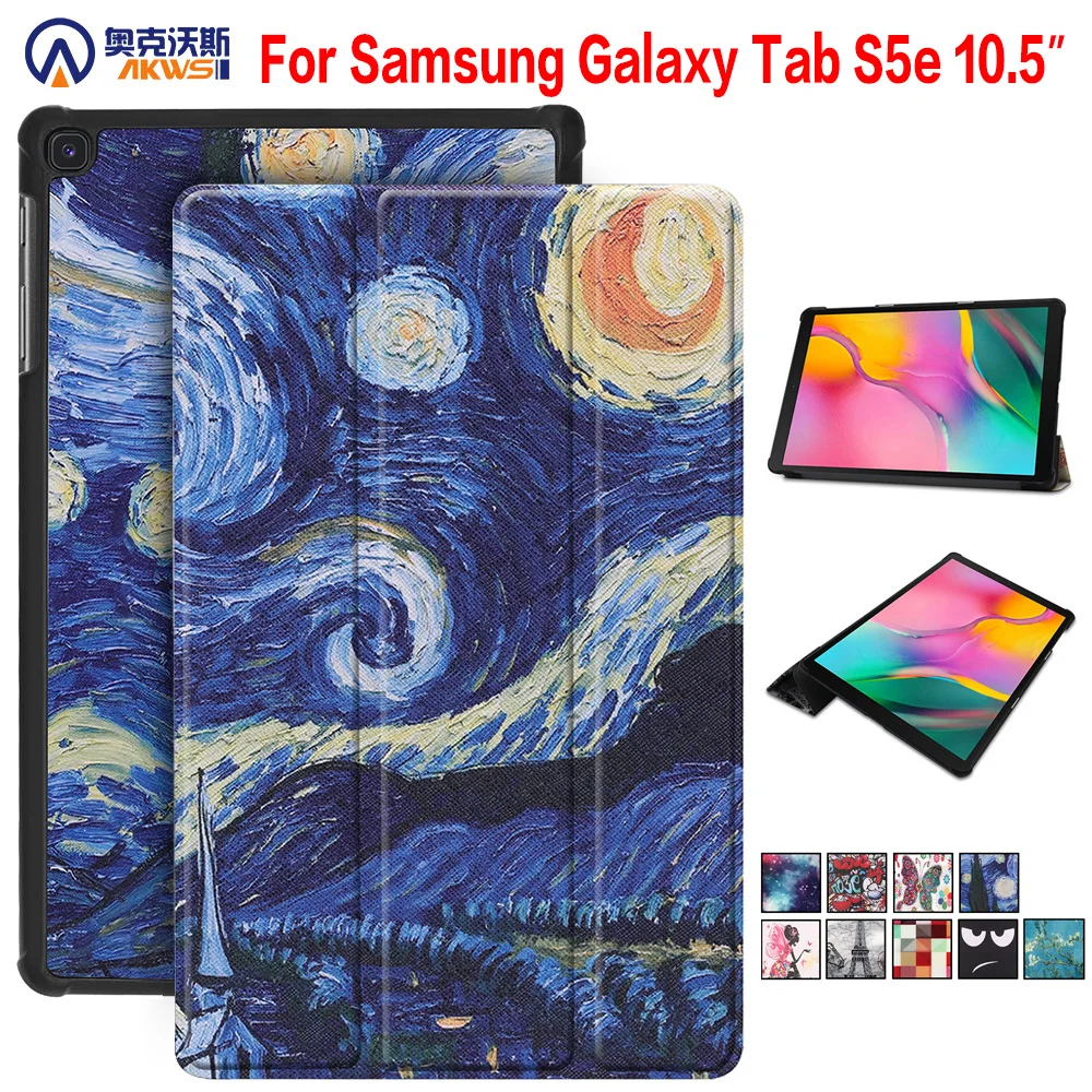 Ходунки из искусственной кожи чехол для samsung Galaxy Tab S5E планшет Модный чехол с принтом для выпуска 10,5 дюймов Tab S5E+ подарок