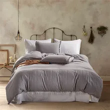 3Pcs US Twin Queen King size Grey Small Ball Duvet Cover Bedding Set Pillow shams Lightweigh Soft Microfiber Natural Wrinkled