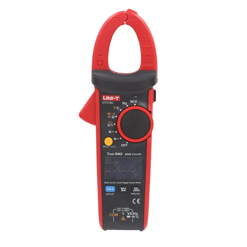 

UNI-T UT216D Digital Clamp Meter 600A True RMSNCV V.F.C Diode LCD Backlight OLED Display Work Light Multimeter