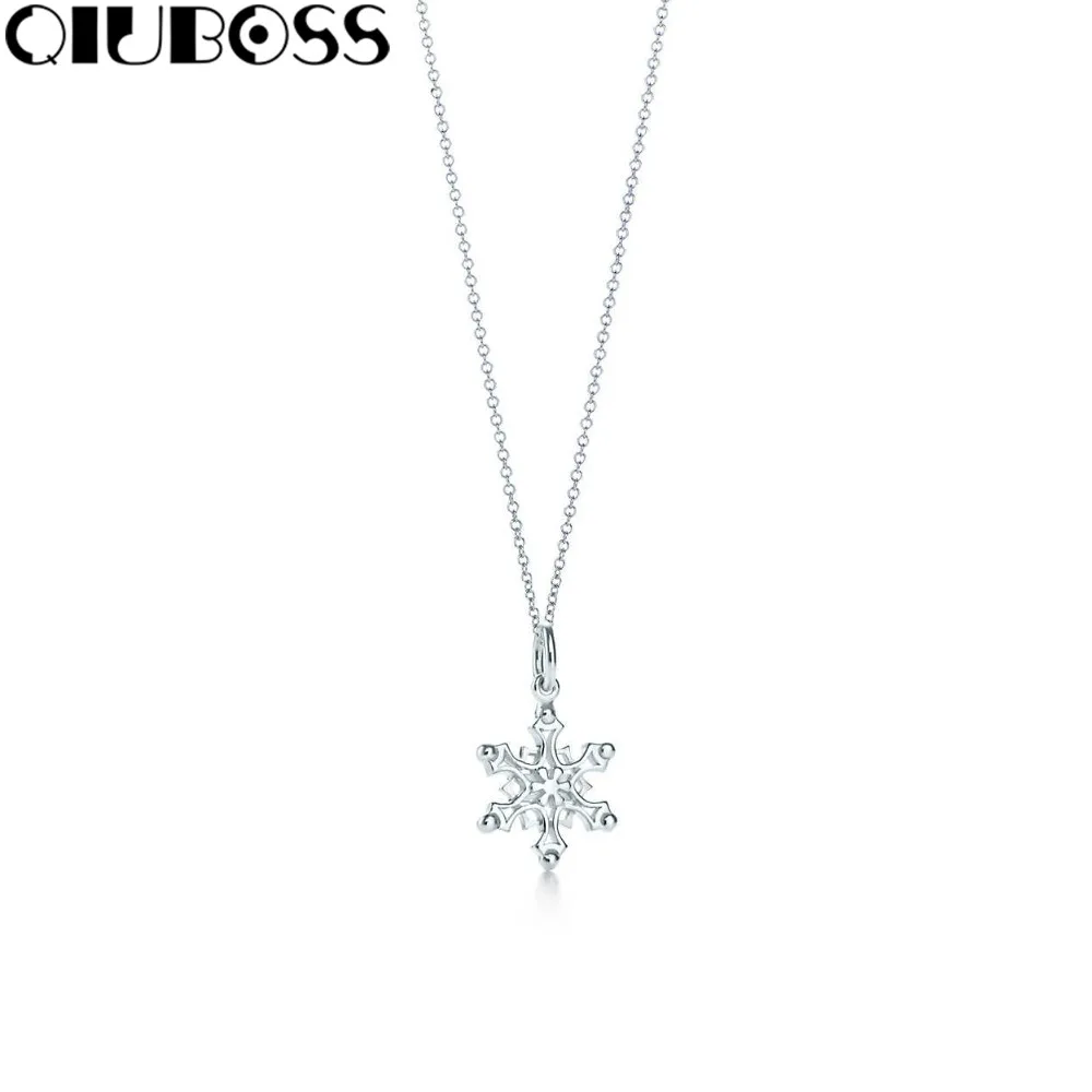 

QIUBOSS S925 Silver Tiff Snowflake Charm And Chain Fashion Pendant Sterling Silver Pendant Clavicle Ms. Clavicle Necklace