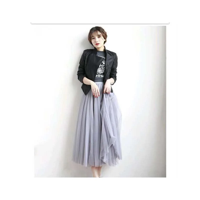 2018_Vintage_black_white_midi_Maxi_Long_Skirts_Woman_solid_Summer_plus_size_mesh_elastic_girl_Tulle_tutu_Skirt_Women_Clothing_1