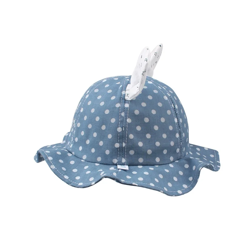 Polka Panama Baby Hat For Girls Cute Rabbit Ears Girls Cap Summer Beach Sun Hat Dots Baby Girls Bucket Hat Baby Girls Clothing (11)