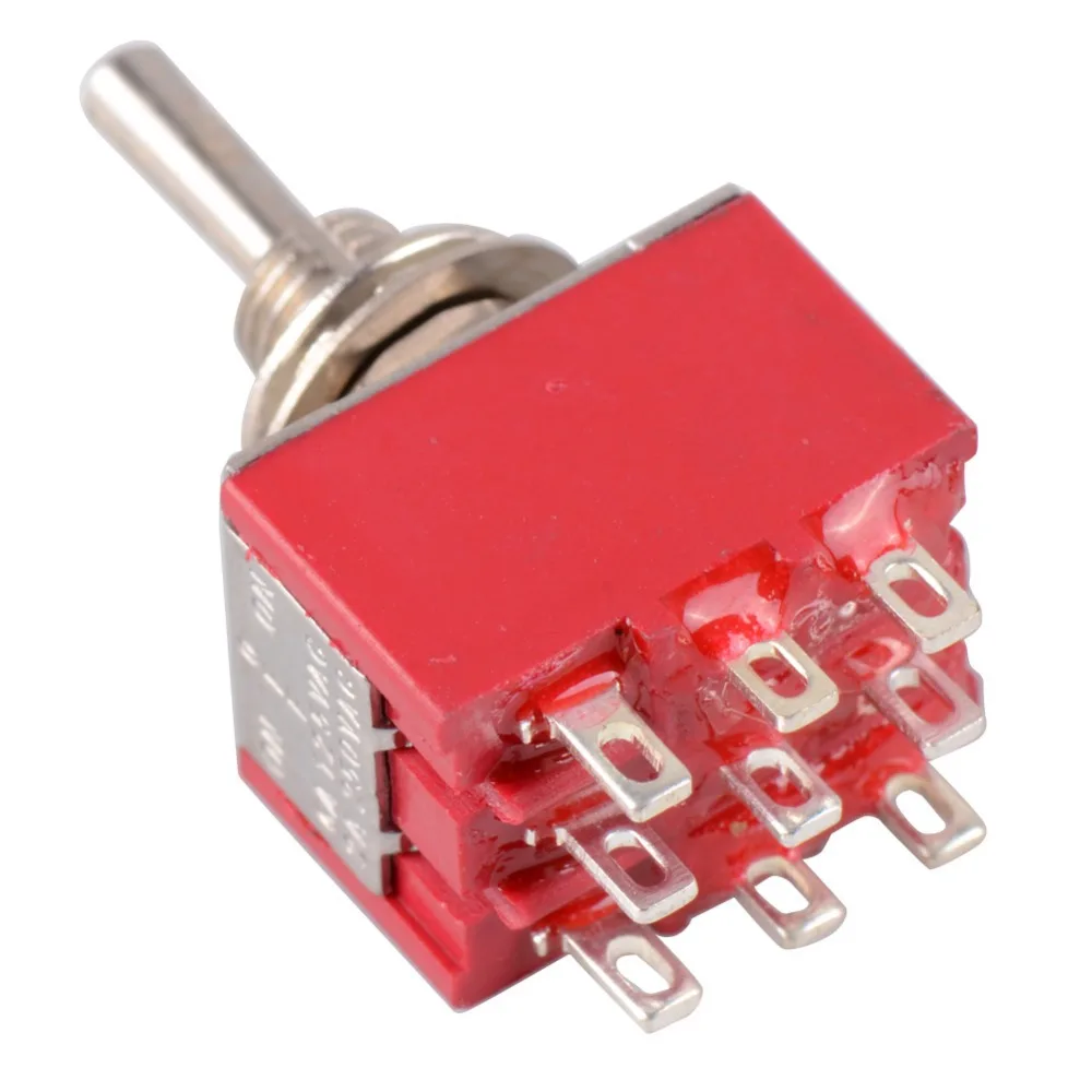 1 шт. красный 9 Pin ВКЛ-ВЫКЛ-ВКЛ 3 позиции Мини тумблер AC 6A/125 V 3A/250 V VE521 P