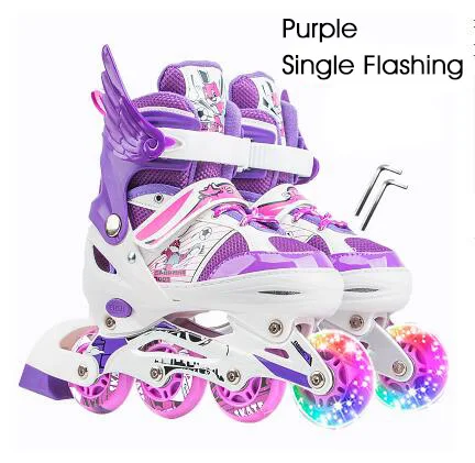 Детская роликовая обувь для катания на роликах, регулируемый размер, мигающие колеса для детей - Цвет: single-bscb-Purple