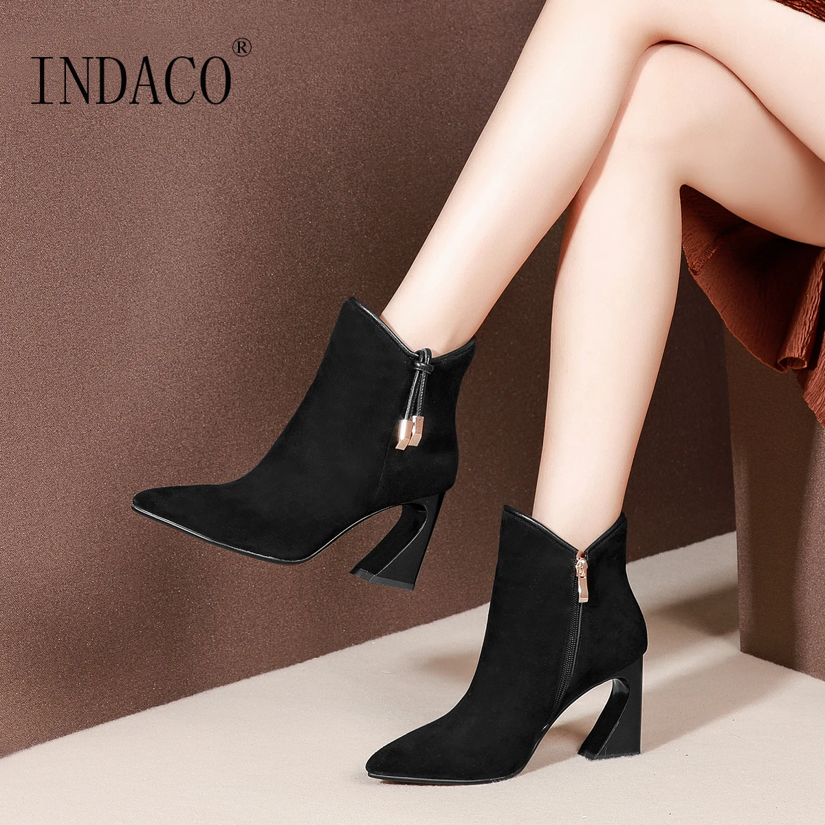 2018 Autumn Winter Suede Leather Boots Women Pointed Toe Women Winter Shoes Botte Hiver Femme 8cm 2018 Autumn Winter Suede Leather Boots Women Pointed Toe Women Winter Shoes Botte Hiver Femme 8cm