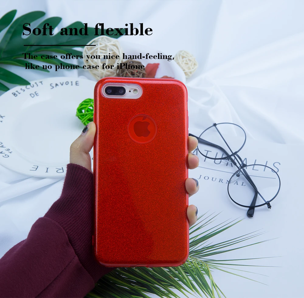 Ascromy For iPhone 7 Case Glitter Bling Hard Case Silicone Logo Cover For Apple iPhone X XS Max XR 8 Plus 6 6S Coque Accessories (4)