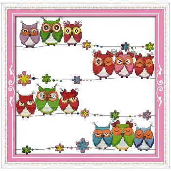 

Lovely owls Patterns Counted Cross Stitch 11CT 14CT Cross Stitch Set Wholesale Cartoon Cross-stitch Kit Embroidery Needlework