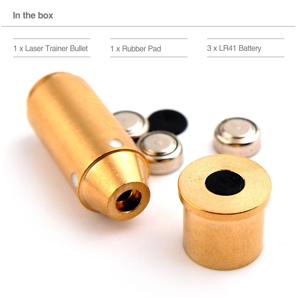Training Laser Bullet Bore Sight with 5 100 Yards Mini Red Dot Laser