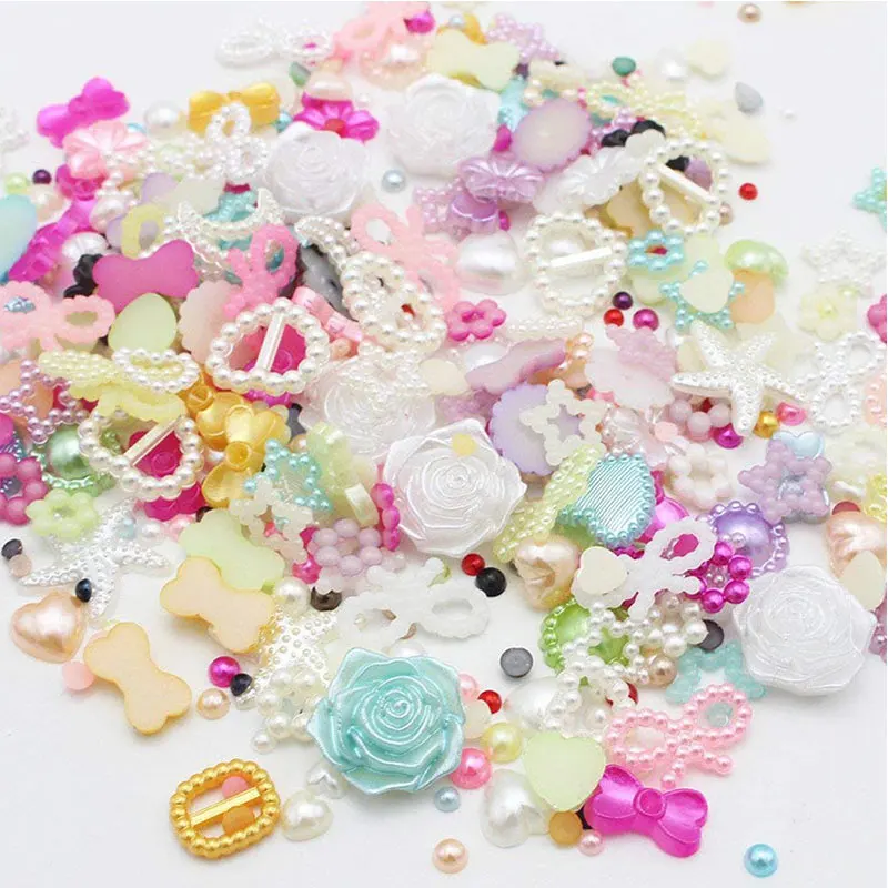 

Lucia crafts 2-14mm Random Mixed Flatback Half Round Pearls Scrapbooking Beads DIY Garment Bags Accessories 50g/lot F0322