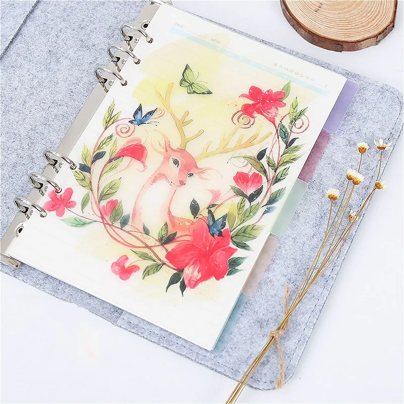 

5pcs A5/A6 PP Notebook Dividers Dear Pattern Cute Fine Organizer Separator Pages Papeleria Office School Stationery Index Paper