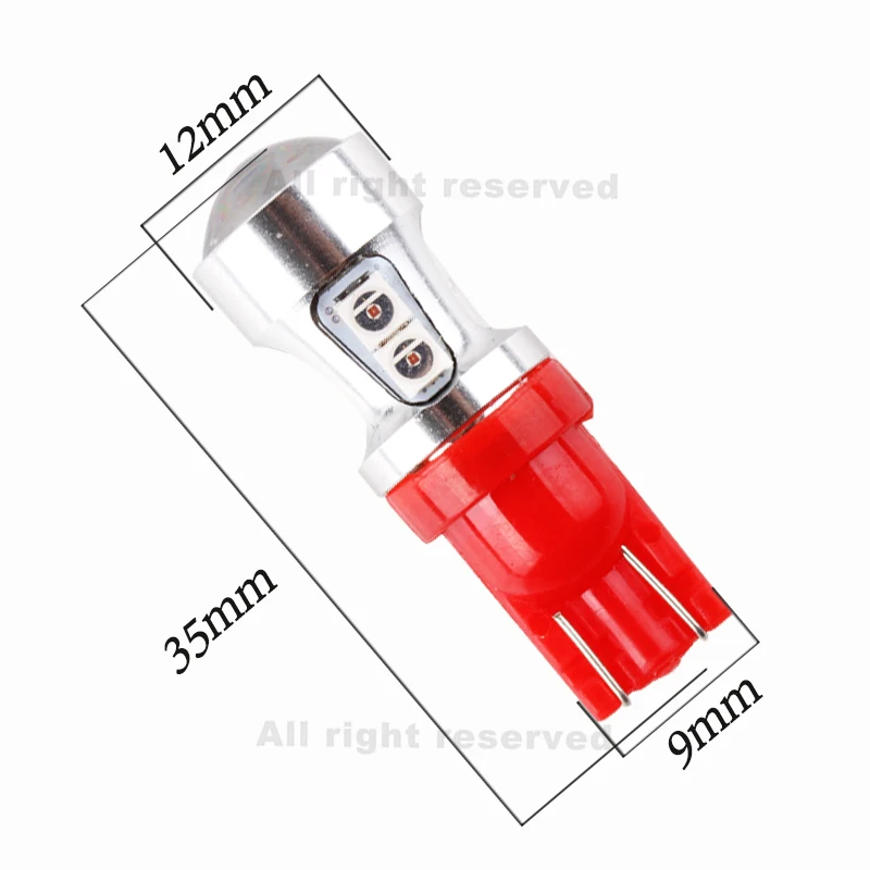 T10 Автомобильный светодиодный красный Canbus OBC лампы без ошибок внутренний излучатель светодиодный DRL 194 W5W Автомобильные лампы внешний 10-SMD 3030 12 в автомобильный светильник