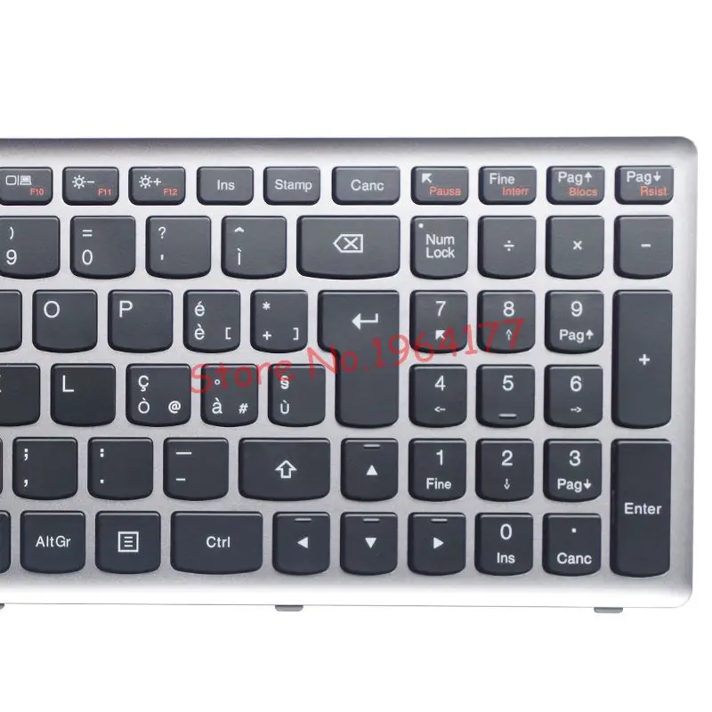 Итальянская электронная клавиатура для lenovo Ideapad Z710 U510, клавиатура для ноутбука с серебристой рамкой и подсветкой