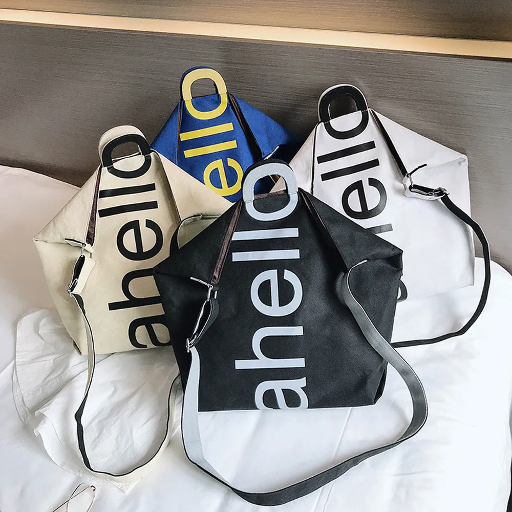 Женская холщовая сумка-мессенджер с буквенным принтом, сумка на плечо, сумка для путешествий, сумка-мессенджер, женские сумки, роскошные дизайнерские сумки через плечо, модная сумка