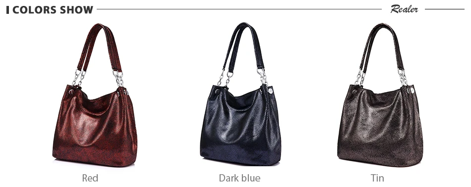 REALER женская сумка из натуральной кожи, сумка через плечо, женская большая сумка-мессенджер, Дамская вместительная сумка с верхней ручкой