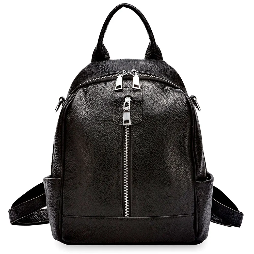 Zency Модный женский рюкзак из натуральной воловьей кожи, черные дорожные сумки для девочек, школьный ранец для ноутбука, ранец высокого качества - Цвет: Черный