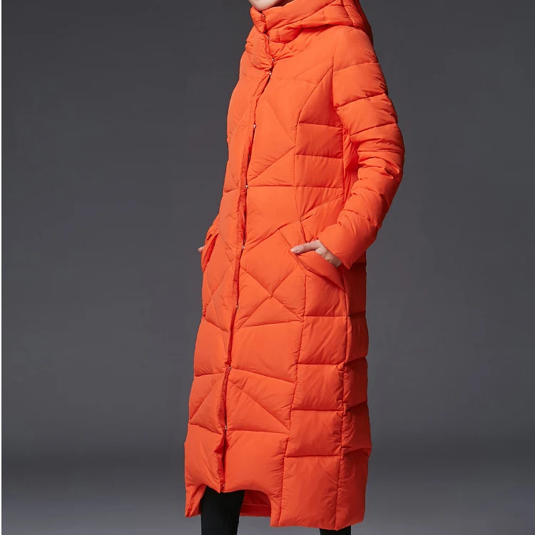 2018 New Women's Winter Down Jackets Female Extra Long Hooded Down Coat High Quality Thick Warm White Duck Down Parka / UV1289