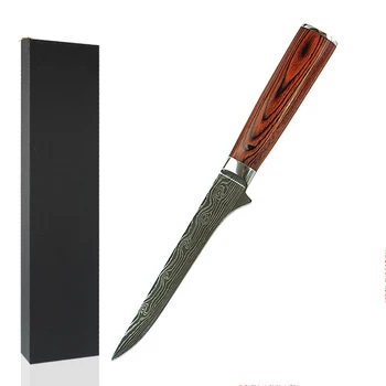 

6'' wood handle laser Damascus chef's knife laser pattern boning knife universal fruit sashimi knives