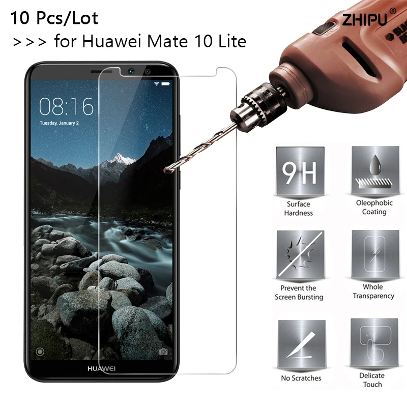 

10 Pcs/Lot 2.5D 9H Premium Tempered Glass For Huawei Mate 10 Lite Screen Protector Toughened protective film For Mate 10 Lite