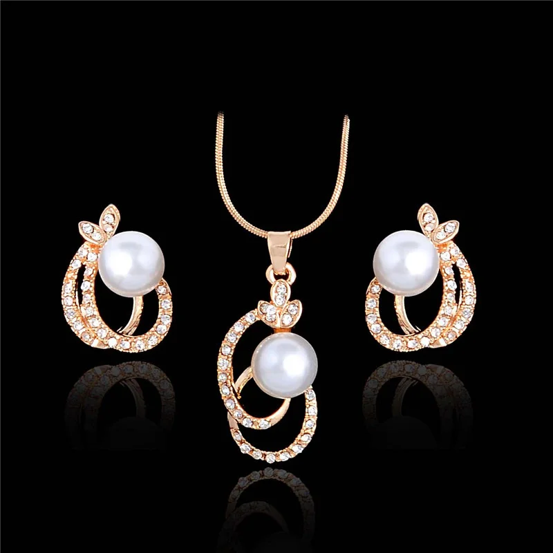 H HYDE Gold color Imitation Pearl font b Jewelry b font Set font b Luxury b