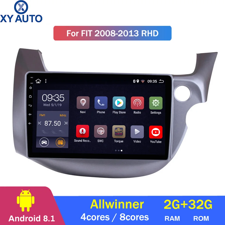 10,1 дюймов 2.5D ips HD мультисенсорный экран Android8.1 2G ram 32G rom NAVI с Bluetooth USB wifi SWC для Honda Fit 2008-2013 RHD