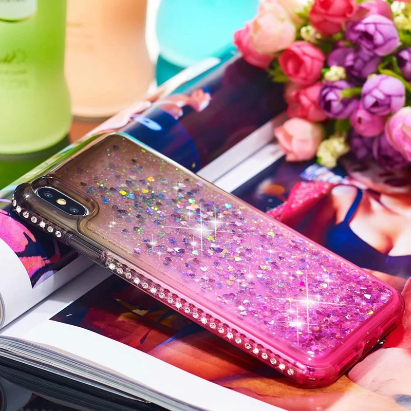 Для Iphone XR XS MAX X 8 7 6 6s 5 SE Touch сердце Роскошный Металлический зыбучий песок мягкий