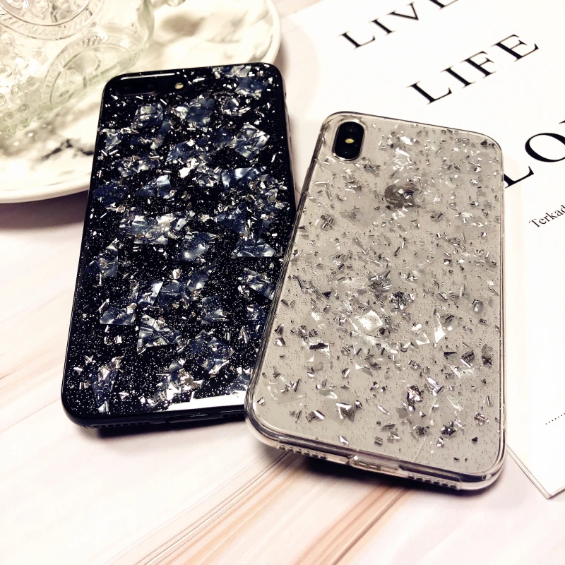 

Luxury Bling Glitter Case For iPhone X XS MAX XR Crystal Conch Soft Silicon Cover For iPhone 8 7 6 6S Plus Girl Phone Case Coque