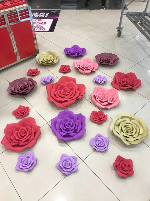 10cm 60cm Dia Wedding Custom Paper Flower Wall DIY Foam Flower