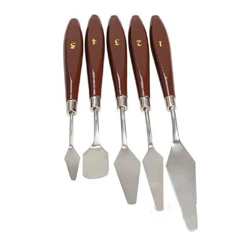  5 in 1 Stainless Steel Spatula Palette Knife Painting Mixing Scraper Set Clay tool sets 5 pieces in