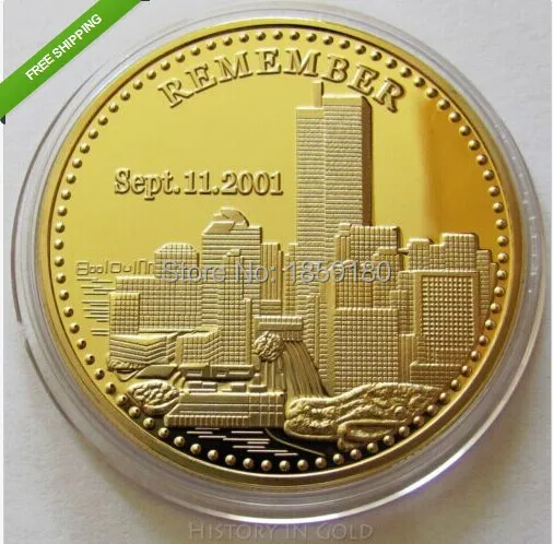 2001 United States United September 11th Medallion Medal Coin Twin Towers Gold