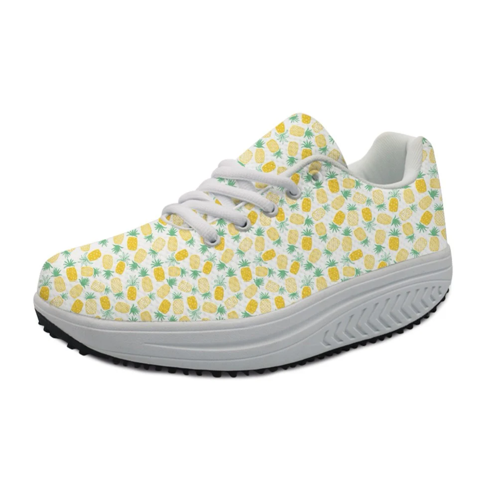 

NOIDYDESIGNS Fashion Women Swing Shoes Casual Female 3D Cute Pineapple Print Women Height Increasing Shoes flat Slimming Shoes