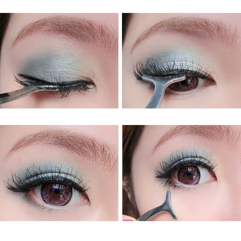 Curved + Straight Tweezers Nippers for False Eyelash ...