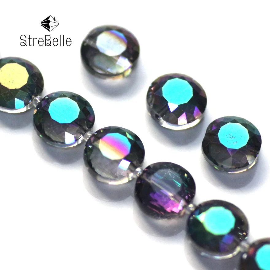 

New fashion malachite green fancy round button shape beads semi-crystal glass create your style 66faces