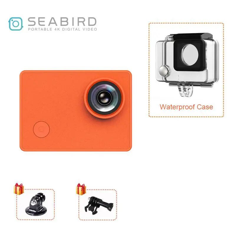 Seabird 4K Спортивная экшн-видеокамера s, 4 k/30FPS 145 градусов широкоугольный 12MP 2," ips HD сенсорный экран WiFi Экшн-камера - Цвет: Orange Set 1