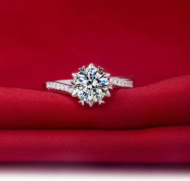 1 Carat Genuine White Gold Snow Flake Style Great Synthetic Diamonds 1 Carat Genuine White Gold Snow Flake Style Great Synthetic Diamonds Wedding Ring For Women Reliable Quality Fabulous In Engagement Rings From