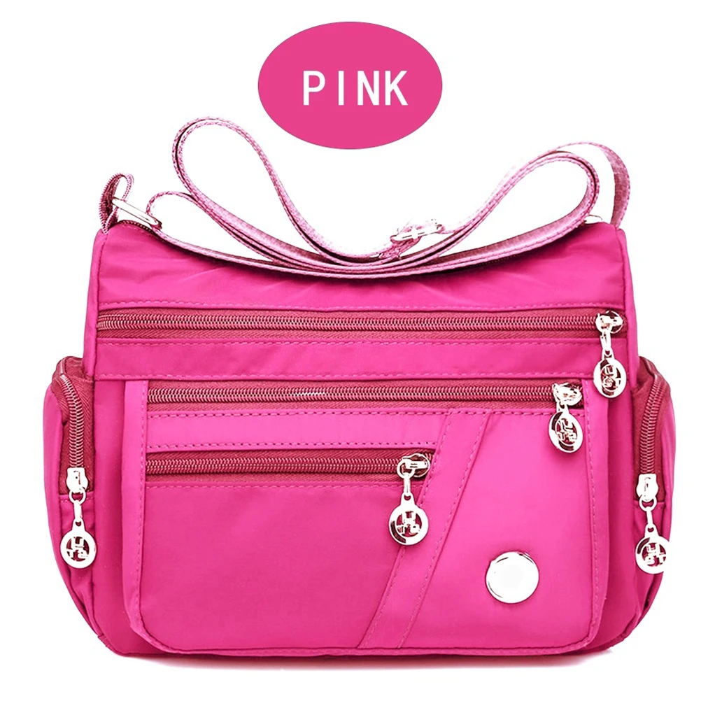 Для женщин с верхней ручкой сумка на плечо сумка-сумка дизайнерская сумка известный бренд нейлон женский Повседневное хозяйственная сумка-тоут сумки через плечо сумка Курьерские сумки - Color: Hot Pink