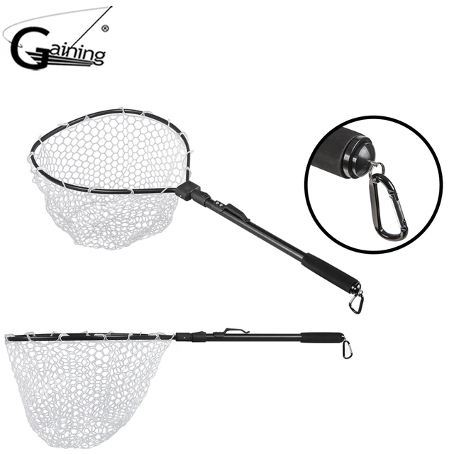 Telescopic Fishing Net, Landing Net of Aluminum Alloy Frame, Small Rubber  Mesh, Magnetic Clip Lanyard, Fly Fishing Net - AliExpress