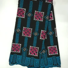 Африканская швейцарская вуаль кружева высокого качества хлопок кружевная ткань Быстрая дизайн с камнями черный