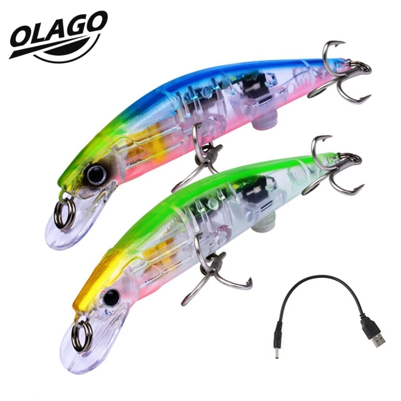 Olago LED Light Fishing Lures Lifelike Artifical Bait USB Rechargeable