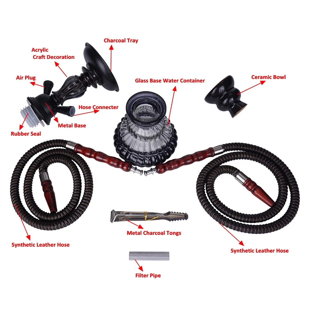 Маленький кальян набор наргиле трубка для кальяна с двойными шлангами керамическая чаша для ароматизаторов металлический уголь щипцы Chicha Narguile аксессуары