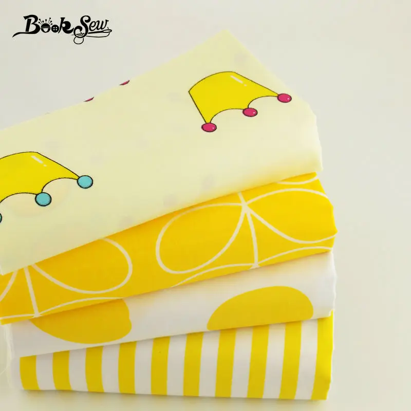 Booksew Yellow Cotton Fabric 4 Designs Mixed Fresh Different Style