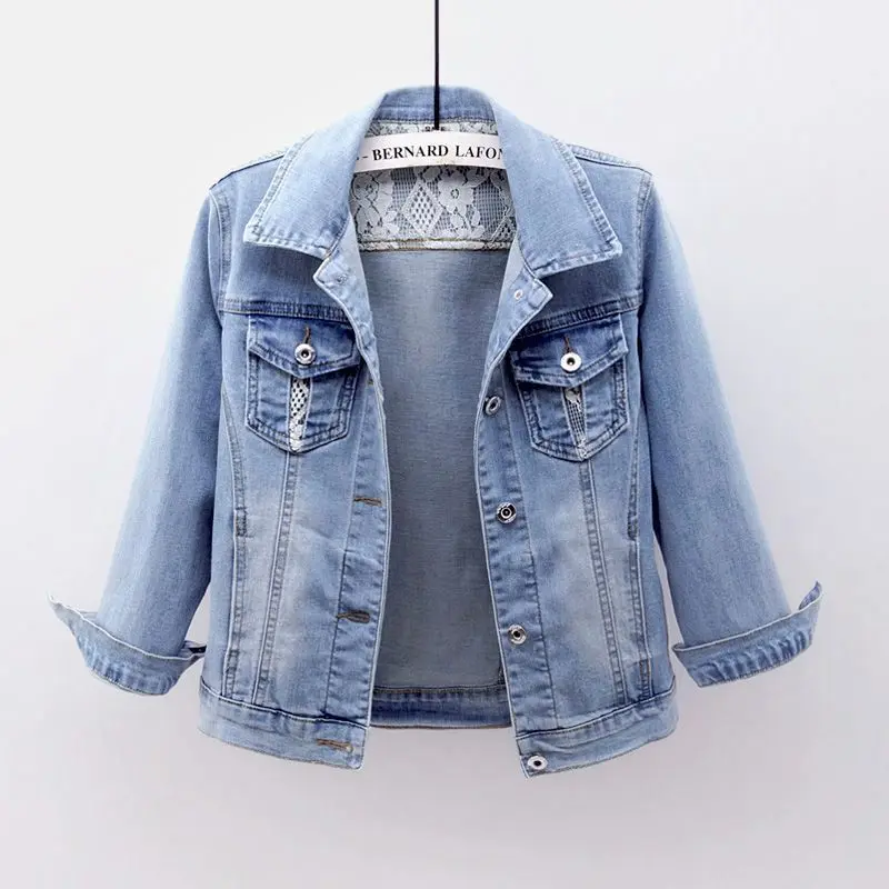wonderful  Elastic denim jackets women's short 2020 spring summer wild self-cultivation seven-point sleeves la