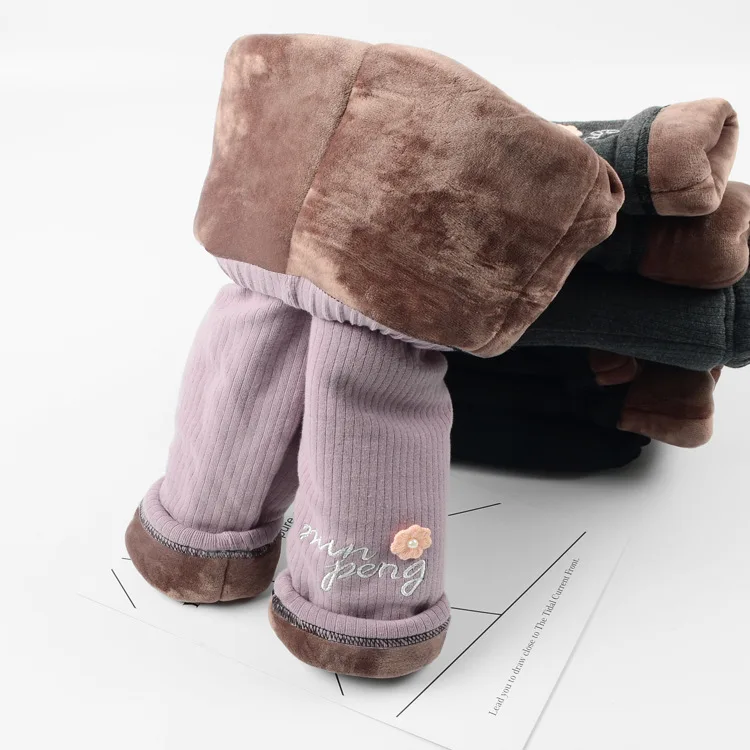 Bibicola/Новые теплые штаны для девочек; зимняя детская утепленная одежда; штаны; хлопковые детские флисовые брюки с бантом; повседневные штаны для малышей