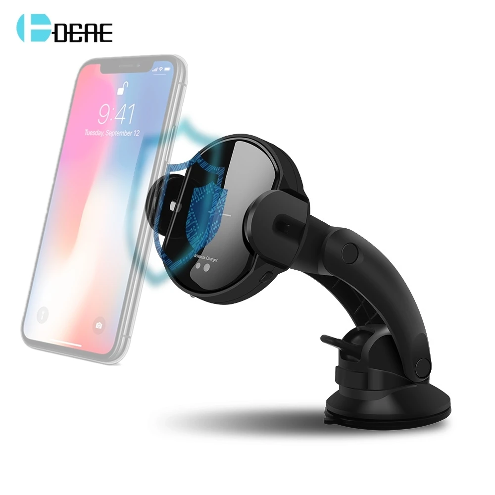 

DCAE Infrared Sensor Car Mount Stand Automatic Wireless Charger For iPhone XS Max XR X 8 Plus Samsung S8 S9 QI Fast Charging Pad