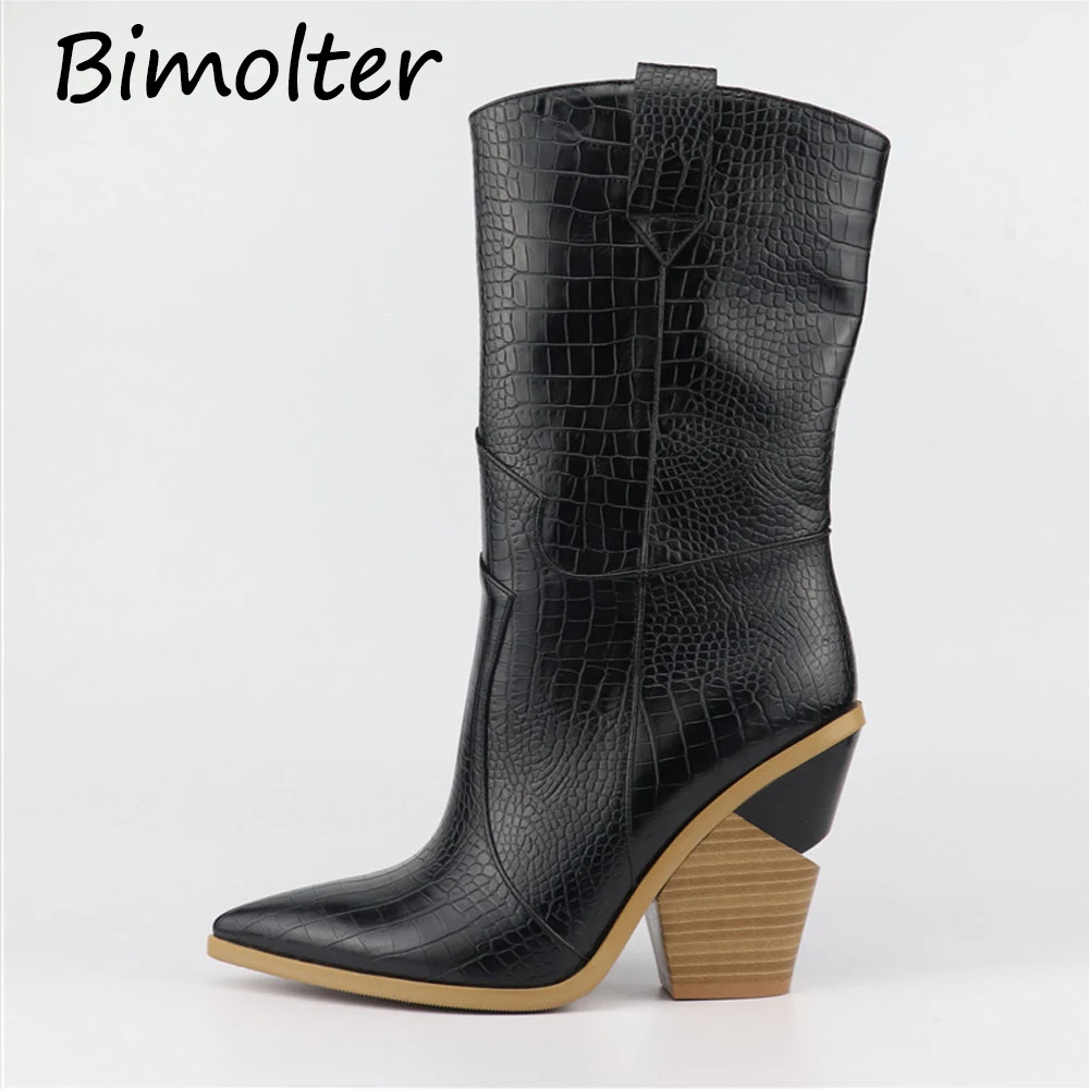 B130 Sexy pink Bottes Dames brown 2019 Bout yellow Hauts Pour Pointu mollet Chaussures Femmes Bimolter Talons Marque Black Mi De Haute Femme Microfibre rBxdWCeo