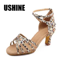 WZJ леопардовой расцветки; Каблук 5 см; Zapatos Сальса обувь Zapatos De Baile Latino Mujer Танго, латина Обувь для танцев Для женщин