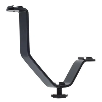 

V Mount Flash Bracket Stand Triple Hot Shoes for Camera Video Light Camcorder Mic