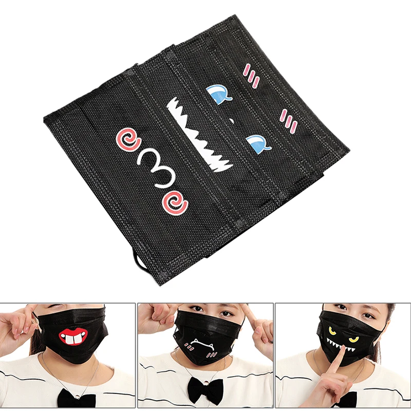 

10Pcs/pack Anime Cartoon Disposable Non Woven Black Face Mask Earloop Anti-Dust Flu Surgical Masks Respirator Outdoor Mouth