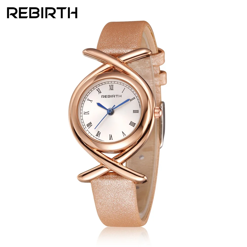 

REBIRTH Top Brand Luxury Watches Women Dress Fashion Leather Waterproof Ladies Watch Female Quartz Wrist Watch Montre Femme 2018