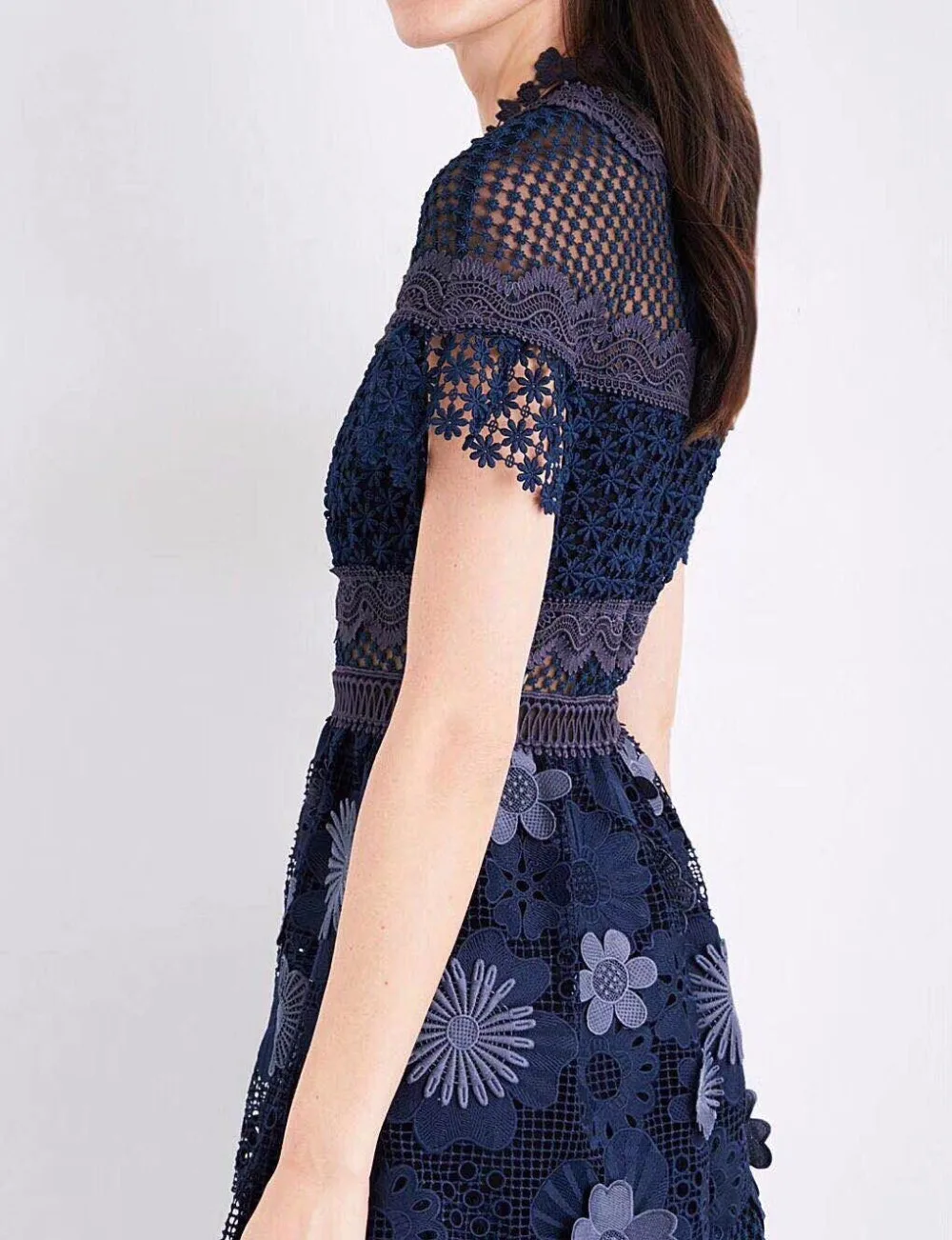 ZAWFL высокое качество Автопортрет 3D длинное платье Новое поступление vestidos largos de verano женское кружевное платье с рюшами